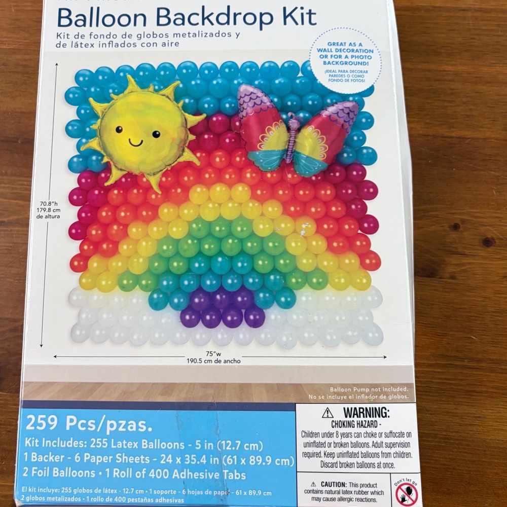 Amscan Rainbow Balloon Backdrop Kit Sun Butterfly 259 Pcs Wall Decor 110774